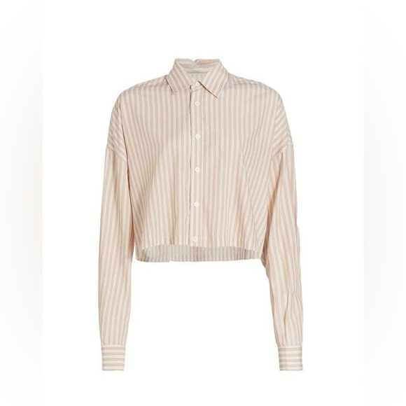 BLANCA Thomas Womens‎ Oversized Long Sleeve Cotton Shirt Cropped Striped M / L